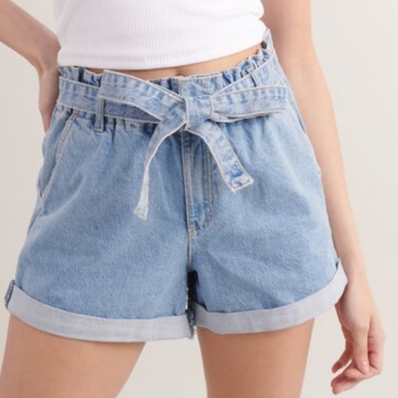 GARAGE PAPER BAG HIGH WAIST JEAN SHORTS - Picture 2 of 6